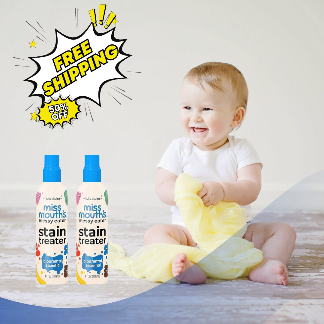 🍼 Miss Mouth's Messy Eater Stain Treater Spray – 4oz 2 Pack 🧴 | Stain Remover ✨ for Newborn & Baby Essentials 👶 | No Dry Cleaning 🚫🧼 | Removes Food 🍓, Grease 🍔, Coffee ☕ from Laundry 👕, Underwear 👙 & Fabric 🧺